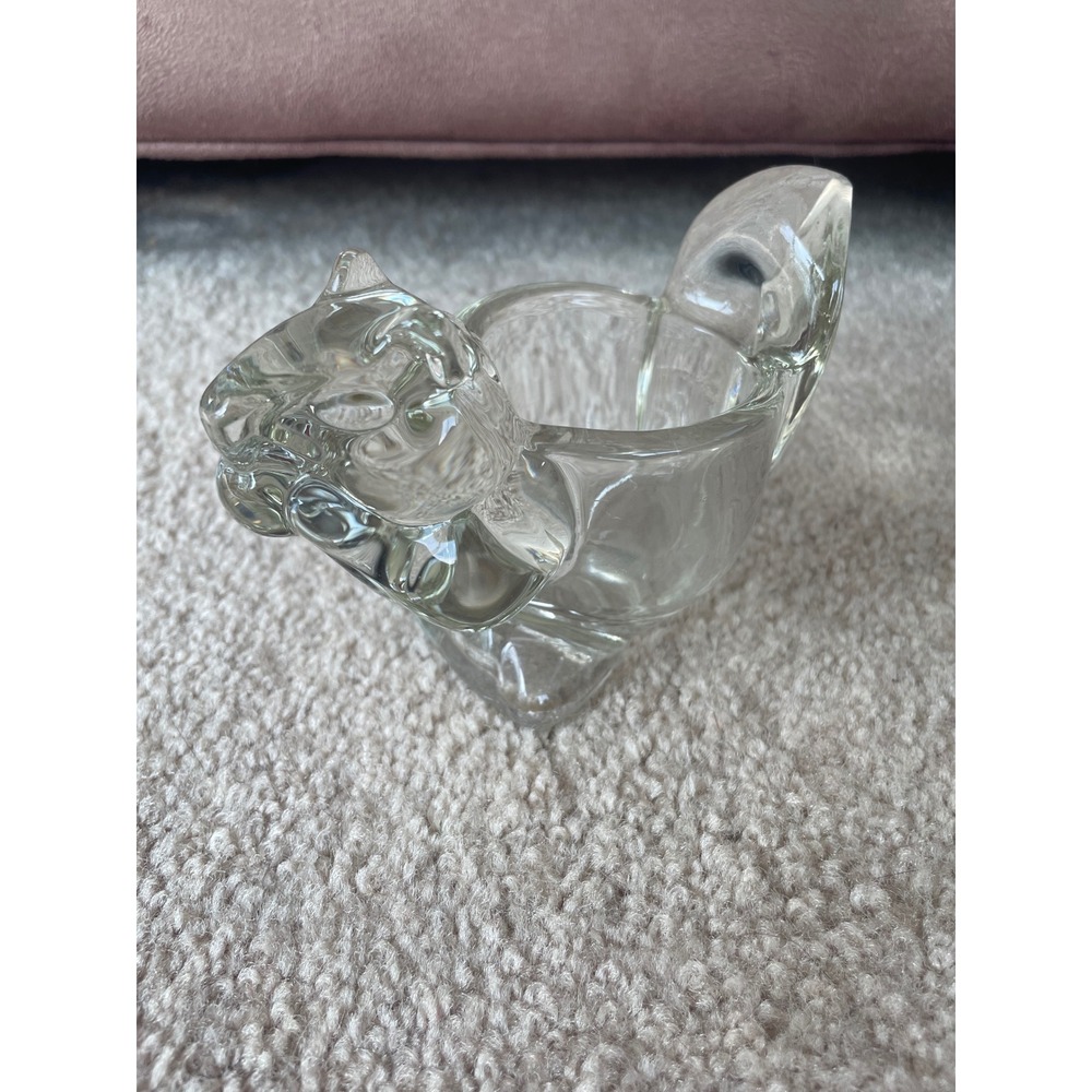 Avon clear glass squirrel votive candle holder.